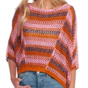 Free People Cropped Loose Knit Pullover Sweater